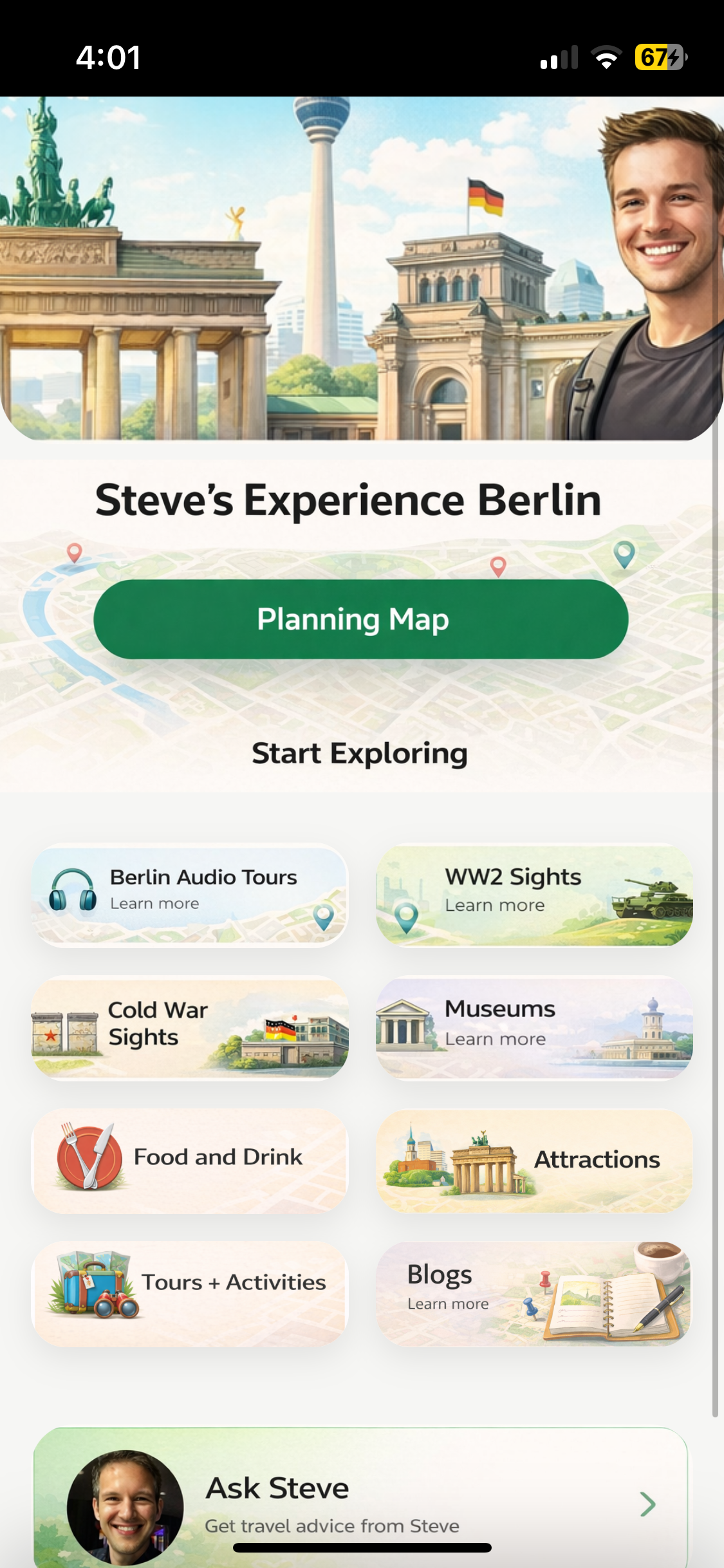 Steve's Experience Berlin Travel App