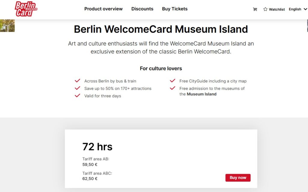 Museum Island Welcome Card Homepage